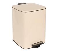 Harbour Housewares 20L Square Stainless Steel Pedal Bin - Beige Soft Close Kitchen Trash Can with Foot Pedal, Removable Inner Bucket, Hands Free Rubbish Bin for Home, Office, Utility Room