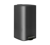 Harbour Housewares Square Stainless Steel Kitchen Pedal Bin - 30L - Black