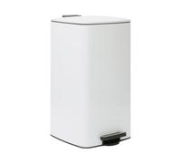Harbour Housewares 30L Square Pedal Bin - White Stainless Steel Kitchen Trash Can with Soft-Close Lid, Hands-Free Foot Pedal, Removable Inner Bucket & Rubbish Recycling Bin