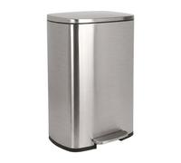 Harbour Housewares 50L Stainless Steel Pedal Bin - Brushed Soft Close Kitchen Trash Can with Foot Pedal, Removable Inner Bucket, Hands-Free Rubbish Bin for Home or Office