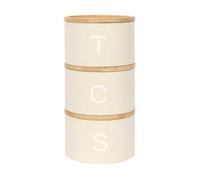 Harbour Housewares Stacking Tea Coffee Sugar Canister Set With Bamboo Lids - Cream - 3Pc - Kitchen Storage Canister Tin