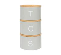 Harbour Housewares Stacking Tea Coffee Sugar Canister Set With Bamboo Lids - Grey - 3Pc - Kitchen Storage Canister Tin