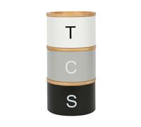 Harbour Housewares Stacking Tea Coffee Sugar Canister Set With Bamboo Lids - Monochrome - 3Pc - Kitchen Storage Canister Tin