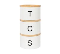 Harbour Housewares Stacking Tea Coffee Sugar Canister Set With Bamboo Lids - White - 3Pc - Kitchen Storage Canister Tin