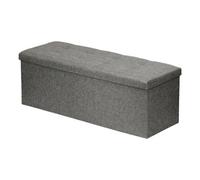 Harbour Housewares Storage Ottoman - 111 X 37 X 39Cm - Grey Linen Large Foldable Bedroom Chest Box Blanket Bench Seat With Lid
