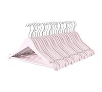Harbour Housewares Strong Light Pink Wooden Children's Coat Hangers with 360 Degree Rotatory Hook | Pack of 30 | Wood Clothes Hangers with Trouser Bar and Non Slip Shoulder Notches Wardrobe Storage