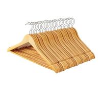 Harbour Housewares Strong Natural Wooden Coat Hangers with 360 Degree Rotatory Hook | Pack of 30 | Wood Clothes Hangers with Round Trouser Bar and Non Slip Shoulder Notches Wardrobe Storage