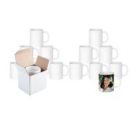 Harbour Housewares Sublimation Mugs 350ml - Pack of 12 Blank White Ceramic Coffee Cups with Large Handle Dishwasher Safe DIY Personalised Heat Press Printing Tea Mugs Individually Packed Gift Boxed