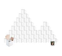 Harbour Housewares Sublimation Mugs 350ml - Pack of 48 Blank White Ceramic Coffee Cups with Large Handle Dishwasher Safe DIY Personalised Heat Press Printing Tea Mugs Individually Packed Gift Boxed
