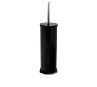 Harbour Housewares Toilet Brush and Holder - Black - Pack of 1 - Round Toilet Bowl Brush & Holder Stainless Steel Bathroom Deep Cleaning Scrub