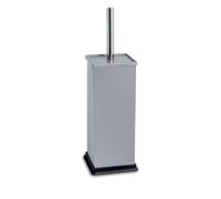 Harbour Housewares Toilet Brush and Holder - Matte Grey - Pack of 1 - Square Toilet Bowl Brush & Holder Stainless Steel Bathroom Deep Cleaning Scrub