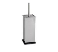 Harbour Housewares Toilet Brush & Holder - Brushed - Square Stainless Steel Non Slip Rust Resistant Toilet Cleaning Brush Set