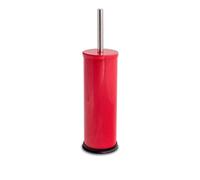 Harbour Housewares Toilet Brush & Holder - Red - Round Stainless Steel Non Slip Rust Resistant Toilet Cleaning Brush Set