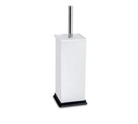 Harbour Housewares Toilet Brush & Holder - White - Square Stainless Steel Non Slip Rust Resistant Toilet Cleaning Brush Set