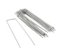 Harbour Housewares U-Shaped Weed Control Membrane Pegs - 6" (150mm) - 50X Galvanised Metal Garden Grass Fabric Netting Stakes