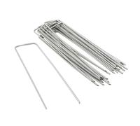 Harbour Housewares U-Shaped Weed Control Membrane Pegs - 6" (150mm) - 50x Galvanised Metal in Silver Harbour Housewares Silver