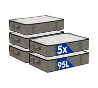 Harbour Housewares Under Bed Storage Bags With Lid - 95 Litre - Grey - Pack Of 5