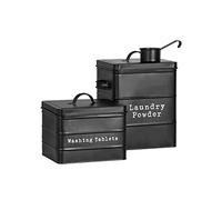 Harbour Housewares Utility Canisters Storage Set - Black - 2pc Vintage Under Sink Metal Storage Canisters Kitchen Caddy Tins for Laundry Detergent, Washing Tablets, Kitchen Organisation & Home Décor