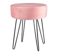 Harbour Housewares Velvet Footstool - Round Modern Dressing Table Footstool Vanity Seat Chairs - 40 X 35Cm - Pink/black