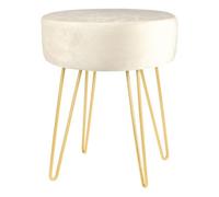 Harbour Housewares Velvet Footstool - Round Modern Dressing Table Footstool Vanity Seat Chairs - 40 X 35Cm - Cream/gold