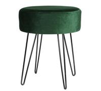 Harbour Housewares Velvet Footstool - Round Modern Dressing Table Footstool Vanity Seat Chairs - 40 X 35Cm - Green/black