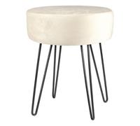 Harbour Housewares Velvet Footstool - Round Modern Dressing Table Footstool Vanity Seat Chairs - 40 X 35Cm - Cream/black