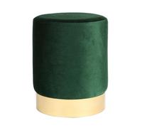Harbour Housewares Velvet Pouffe - Round Luxe Living Room Bedroom Dressing Table Accent Footstool - 29 X 36Cm - Green