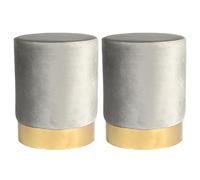 Harbour Housewares Velvet Round Pouffe Footrest Ottoman Stools - 29 x 36cm - Pack of 2 in Grey | Size: 29 x 36 cm Harbour Housewares Grey 29 x 36 cm