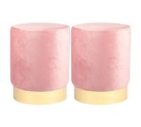 Harbour Housewares Velvet Round Pouffe Footrest Ottoman Stools - 29 x 36cm - Pack of 2 in Pink | Size: 29 x 36 cm Harbour Housewares Pink 29 x 36 cm