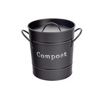 Harbour Housewares Vintage Kitchen Compost Bin - 3.2L - Black - Steel Indoor Countertop Food Waste Caddy Compost Container with Handles & Removable Inner Liner - Rustic Style Countertop Bin