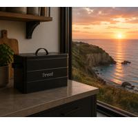 Harbour Housewares Vintage Metal Kitchen Bread Bin - 40cm - Black