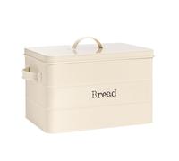 Harbour Housewares Vintage Metal Kitchen Bread Bin - 40cm - Cream