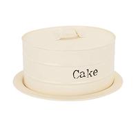 Harbour Housewares Vintage Round Metal Cake Tin - 21cm - Cream with Airtight Lid - Powder-Coated Steel Cake Storage Tray with Moulded Handle Food Container for Biscuits, Sweets, Bakery Items
