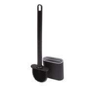 Harbour Housewares Wall-Mounted Toilet Brush & Holder Set - Black - Silicone Brush, Slimline, Detachable, Hygienic, Space-Saving Bathroom Accessory