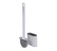 Harbour Housewares Wall-Mounted Toilet Brush & Holder Set - White - Silicone Brush, Slimline, Detachable, Hygienic, Space-Saving Bathroom Accessory