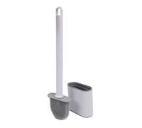 Harbour Housewares Wall-Mounted Toilet Brush & Holder Set - White - Silicone Brush, Slimline, Detachable, Hygienic, Space-Saving Bathroom Accessory