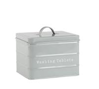 Harbour Housewares Washing Tablet Storage Container - Grey - Steel Vintage Industrial Under Sink Storage Caddy Cupboard Organiser for Laundry Detergent Pods, Dish Washer Tablets