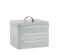 Harbour Housewares Washing Tablet Storage Container - Grey - Steel Vintage Industrial Under Sink Storage Caddy Cupboard Organiser for Laundry Detergent Pods, Dish Washer Tablets