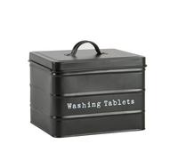 Harbour Housewares Washing Tablets Canister - Black - Vintage Metal Home Kitchen Canister Tin Box Utility Laundry Storage