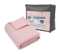 Harbour Housewares Weighted Blanket 4kg with Storage Bag - 125x150cm Pink Weight Blanket for Anxiety, Stress Relief & Deep Sleep - Soft Fabric Calming Throw with Glass Bead Filling
