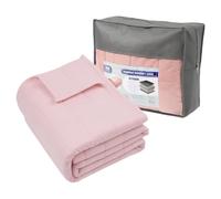 Harbour Housewares Weighted Blanket 8kg with Storage Bag - 150x200cm Pink Weight Blanket for Anxiety, Stress Relief & Deep Sleep - Soft Fabric Calming Throw with Glass Bead Filling