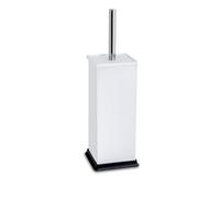 Harbour Housewares White Square Toilet Brush and Holder - Stainless Bathroom Accessory with Enclosed Design - Rust-Resistant, Compact and Hygienic Cleaning Solution for Modern Home Bathrooms