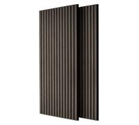 Harbour Housewares Wooden Acoustic Wall Panels 120x60cm Grey Black 2 Pack | 2 x 120x60cm Acoustic Wall Panels, Grey Slats, Black Polyester Backing, MDF Core, Real Wood Veneer, Vertical Or Horizontal
