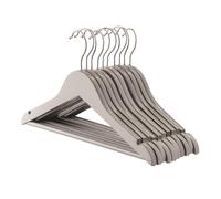 Harbour Housewares Wooden Children's Clothes Hangers - Pack of 10 - Clothes Hanger with Trouser Bar in Grey | Size: 10 Pack Harbour Housewares Grey 10 Pack