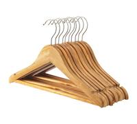 Harbour Housewares Wooden Coat Hangers - Brown - 10x Clothes Hangers with Round Trouser Bar and Non Slip Shoulder Notches Kids Wooden Hangers for Jacket, Suit, Jumper, Dress Wardrobe Storage