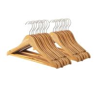 Harbour Housewares Wooden Coat Hangers - Brown - 20x Clothes Hangers with Round Trouser Bar and Non Slip Shoulder Notches Kids Wooden Hangers for Jacket, Suit, Jumper, Dress Wardrobe Storage