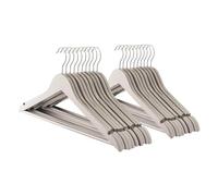 Harbour Housewares Strong Grey Wooden Coat Hangers with 360 Degree Rotatory Hook | Pack of 20 | Natural Wood Clothes Hangers with Round Trouser Bar and Non Slip Shoulder Notches Wardrobe Storage