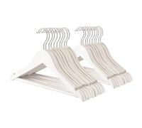 Harbour Housewares Wooden Coat Hangers - White - 20x Clothes Hangers with Round Trouser Bar and Non Slip Shoulder Notches Kids Wooden Hangers for Jacket, Suit, Jumper, Dress Wardrobe Storage