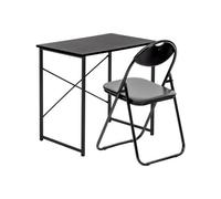 Black/Black Wooden Computer Desk & Chair Set - By Harbour Housewares