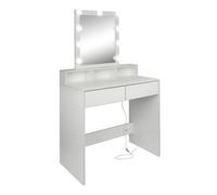 Harbour Housewares Wooden Dressing Table With Led Lights - White